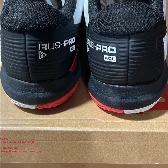Wilson Rush Pro Ace Men's White/Black/Poppy Red Athletic Shoes - Picture 4 of 7